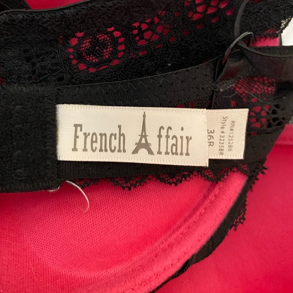 French Affair padded push up bra with pink and black lace - Picture 3 of 7